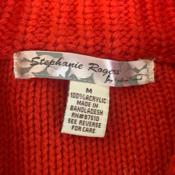 Stephanie Rogers Chunky Buttoned Red Cardigan Knit Sweater Womens Size Medium - Picture 6 of 7